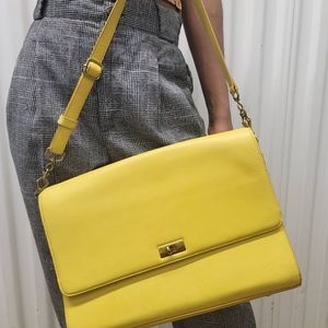J Crew leather purse yellow art deco